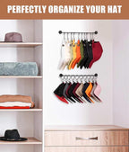 Livelab Hat Rack for Wall, Hat Organizer for Baseball Caps with 10 Hooks+10 Clips, 2 Pack Modern Metal Hat Storage Wall-Mount