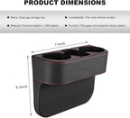 Car Seat Gap Filler Organizer, Multifunctional Auto Console Side Storage Box with Cup Holder, Universal PU Leather Cup Holder Front Seat Crevice Filler for Car Truck SUV (Black)