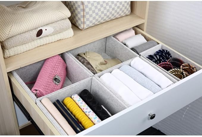 YBM HOME Clothes Drawer Organizer - Set of 2 Drawer Organizers for Bra, Underwear, Lingerie, Socks, Ties ETC - Foldable, Easy