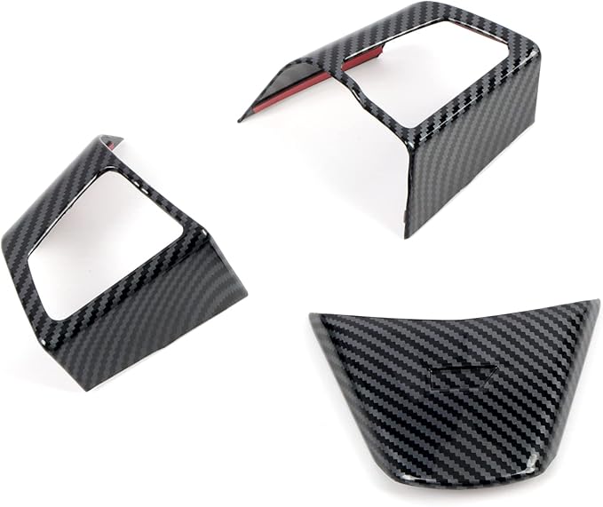 ITrims Car Accessories Steering Wheel Overlay Cover for Cadillac CTS 2008-2013 Accessories Interior Center Console Steering Wheel Button Cover Trim Auto Styling Decoration Sticker ABS Carbon Fiber 3PC