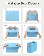 Oterri File Organizer Box, Portable Collapsible Cardboard File Folder Organizer with Handle for Letter Size Hanging Files, Do
