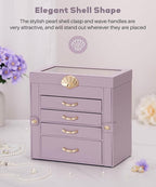 Enthralite Jewelry Box with 4 Drawers: Display Organizer for Earrings Necklaces - Gifts for Girls Women (Grey Purple)