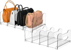 SURETIVIAN 2-Pack Purse Organizers for Closet, Adjustable Small Shelf Divider Rack for Closet, Clear Handbag Storage Organize