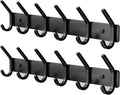 GWAAZXGZ Coat Rack Wall Mount Hooks - 15 Inch Matte Black Metal 6-Hook Organizer Wall Mounted, Modern Kids Room, Entryway & B
