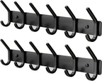 GWAAZXGZ Coat Rack Wall Mount Hooks - 15 Inch Matte Black Metal 6-Hook Organizer Wall Mounted, Modern Kids Room, Entryway & B