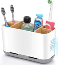 GFWARE Toothbrush Holders for Bathrooms - Bamboo Divider Toothbrush and Toothpaste Holder with Drainage, Kids Electric Toothb
