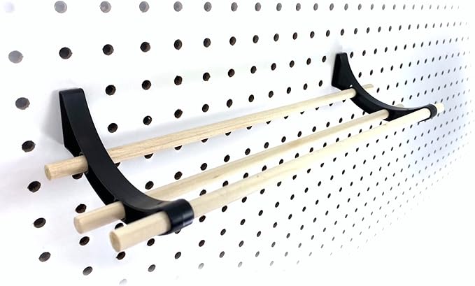 PEGGY Pegboard Accessory Hook and Dowel Organizer Storage for Tape, Steel Wire Spools, Ribbon, Crafts, Hobby, 12” kit (6pk)