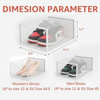 Seseno 12 Pack Shoe Storage Bins, Clear Plastic Stackable Shoe Organizer for Closet, Space Saving Foldable Shoe Rack, Shoe Bo