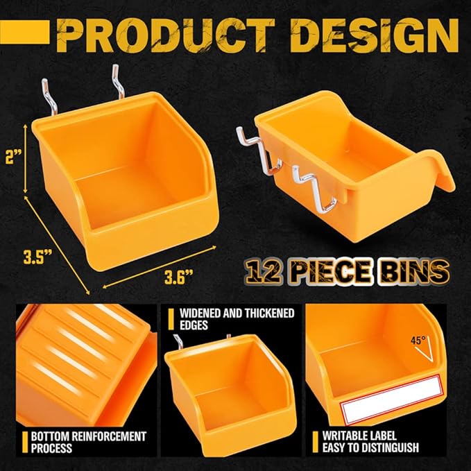 ELEAD 260 Piece Pegboard Hooks 1/8 and 1/4 inch Peg Board Organizer Accessories with Pegboard Bins for Organizing Various Too