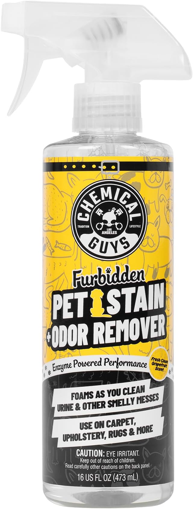Chemical Guys Furbidden Pet Stain Remover for Car & Home, Carpet & Upholstery Cleaner, Eliminates Pet Odors & Stains from Uri