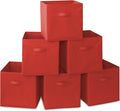 Casafield Set of 6 Collapsible Fabric Cube Storage Bins, Red - 13" Foldable Cloth Baskets for Shelves, Cubby Organizers & Mor
