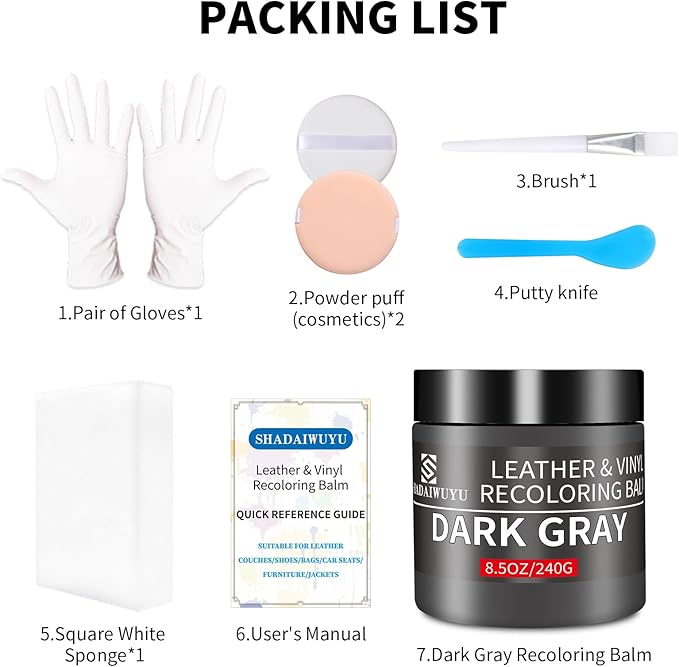Leather Recoloring Balm,8.5oz Leather Color Restorer,Dark Gray Leather Repair kit for Furniture and Car Interior,Leather Couc