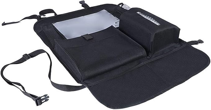 2 Pcs Large Size Car Backseat Organizer with 1 Pcs Trash Garbage Bag, Clear Screen Tablet Holder and 9 Storage Pockets,Foldable Seat Back Protectors for Toys Drinks Book ,Travel Accessories (Black)