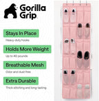 GORILLA GRIP Over the Door Shoe Organizer, 24 Large Breathable Mesh Pockets, Space Saving Hanging Storage Holder, Closet Rack