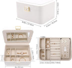 KAMIER Travel Jewelry Box, 2 Layers PU Leather Portable Jewelry Organizer, Large Capacity, Double Lock and Large Mirror, Hidd