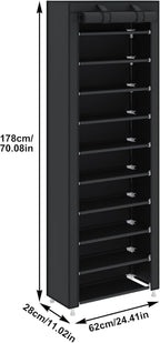 UDEAR 10-Tier Free Standing Shoe Rack Sturdy Shoe Rack Organizer for Closet Entryway Stackable Shoe Shelf with Dustproof Cove