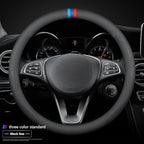RYE for Jeep Steering Wheel Cover, Leather Car Steering Wheel Cover Heavy-Duty Durable Breathable, for Jeep Grand Cherokee Wrangler Compass Gladiator - Black Pattern 5