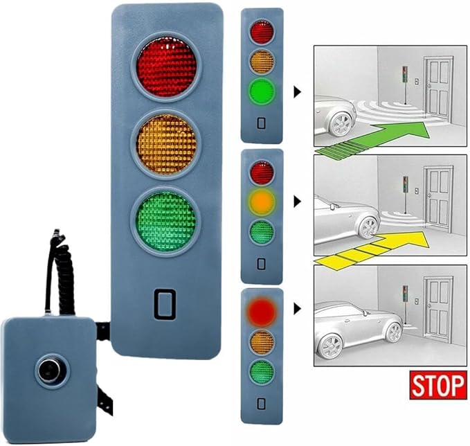 Garage Parking Aid with Led Light, Garage Parking Sensor 3 Color Changing Flashing Distance Indicator, Alarm Signal, Garage Safe Warning Light, Auto Parking System Assist for Car Stop Indicator