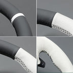 MEWANT Hand Stitched White Leather Steering Wheel Cover Wrap for Chevrolet Camaro 2017-2022 Steering Wheel Accessories for Chevrolet Camaro 2017-2022