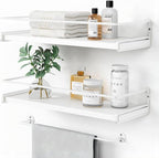 Forbena Bathroom Shelves for Wall Set of 2, White Nursery Floating Book Shelves for Kids Room, Small Wall Mount Bookshelf and