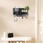 Key Holder Wall Mount, Solid Wood Key and Mail Organizer for Wall(Self Adhesive or Drill), 8 Hooks Key Rack for Entryway Hall