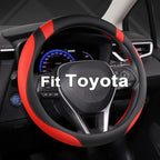 West Llama Customized Auto Car Steering Wheel Cover for Toyota Rav4 Corolla Camry Highlander (Black+Red)