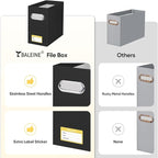 BALEINE File Organizer Box, Cardboard File Folder Organizer with Handle for Letter Size, Portable Collapsible Hanging Filing 