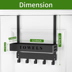 Over The Door Rack, Towel Hooks for Bathroom,Towel Hanger with Tray and 5 Hooks for Bedroom Kitchen(Black)