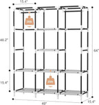 VTRIN Portable Closet, Large Capacity Portable Wardrobe with 2 Hanging Rods and 8 Storage Shelves, Sturdy Free Standing Close