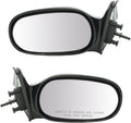 TRQ 2 Piece Driver and Passenger Side Mirror Assembly Set Manual Adjustment Non-Heated No Memory Semi Gloss Black Compatible 