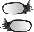 TRQ 2 Piece Driver and Passenger Side Mirror Assembly Set Manual Adjustment Non-Heated No Memory Semi Gloss Black Compatible 