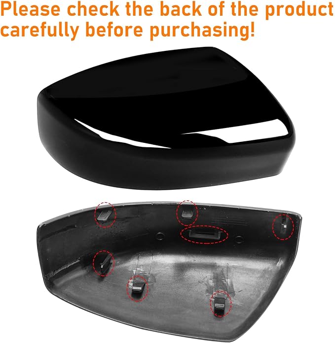 Moonlinks Compatible with Nissan Sentra 2013 2014 2015 2016 2017 2018 2019 Side Mirror Cover Replacement,Glossy Black Left Driver&Right Passenger Side Door Rearview Side Mirror Cap WITHOUT Turn Signal