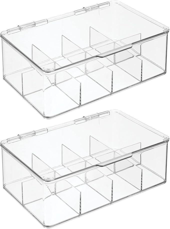 mDesign Plastic Divided First Aid Storage Box Kit with Hinge Lid for Bathroom, Kitchen, Cabinet, Closet - Organize Medicine, 