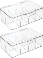 mDesign Plastic Divided First Aid Storage Box Kit with Hinge Lid for Bathroom, Kitchen, Cabinet, Closet - Organize Medicine, 