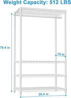 Ulif H4 Portable Closets, 4-Tier Metal Clothes Garment Rack for Bedroom and Cloakroom, Clothing Closet Storage and Organizer 