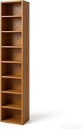 8-Cube Storage Organizer Bookcase, White, Tall Narrow Bookshelf for Home Office (Oak)