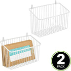 mDesign Small Metal Wire Wall Mounted Storage Organizer Basket Bin for Hanging in Kitchen, Garage, Entryway, Mudroom, Bedroom