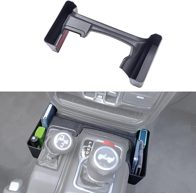 JKCOVER Center Console Gear Shift Organizer Tray Compatible with Jeep Wrangler JL/JLU 2018-2023 2024 2025 and Jeep Gladiator JT Truck 2020-2022 2023 2024 2025 Storage Box Accessories (Not for JK/JKU)