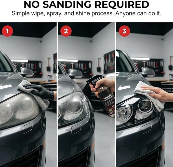 Professional Car Headlight Restoration Kit, Cleaning and Polishing Spray, Multifunctional Headlight Oxidation Remover, for Ve