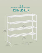 SONGMICS Shoe Rack, 4-Tier Shoe Organizer, Metal Storage Shelf, Upright or Upside Down, for 20-25 Pairs, Stackable, for Entry