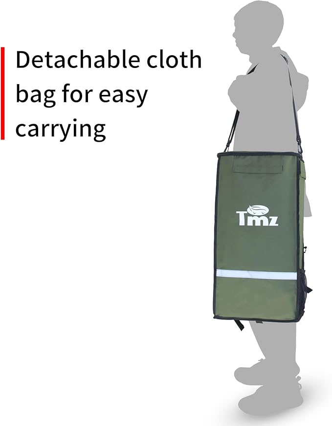 TMZ Heavy-Duty Foldable Shopping Cart with Removable Insulated Bag & Hooks - Lightweight 110 lbs Capacity Grocery Luggage Cart for Market, Travel, Laundry (Green)