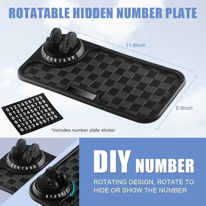 Car Anti Slip Mat Dashboard Tray Decorations Sticky Pad Multi Functional Ultra Thick with 360° Rotating Universal Phone Pad H