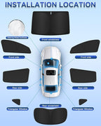 8PCS Window Shades for Model Y 2020-2024 Accessories – Full Coverage Sun Shade for Side Windows, Rear Triangular & Windshield – UV Protection & Privacy for Camping, Napping, Relaxing
