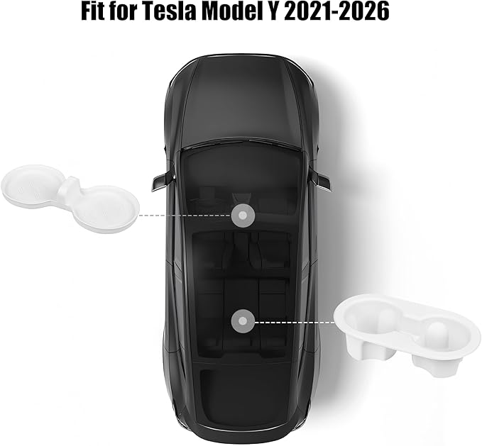 frani Cup Holder Set (2-Piece) Compatible with Tesla Model Y 2021-2026 & Juniper Refresh - Premium Silicone Inserts for Cente