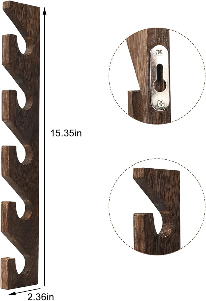 2PCS Wall Mounted Wooden Hat Rack for Baseball Caps - Solid Wood Organizer & Storage Display for Closet Door, Bedroom, Entryw