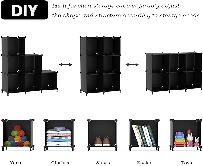 AWTATOS Cube Storage Organizer, Storage Cubes Shelves Bookshelf, 6 Cube Closet Organizers and Storage, DIY Stackable Plastic 