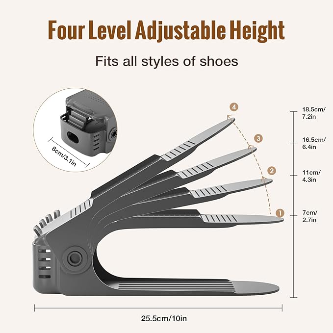 Neprock Shoe Slots Organizer for Closet, Shoe Storage Organizer Shoe Slots Organizer, Shoe Rack Organizer Space Saver Organiz