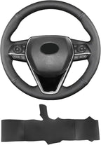 Hand Sewn Steering Wheel Cover,Fit for Toyota RAV4 SUV 2019-2024 / Avalon 2019-2022 / Camry 2018-2024 / Corolla 2020-2025,Non-Slip Breathable Microfiber Leather Steering Wheel Cover On Wrap