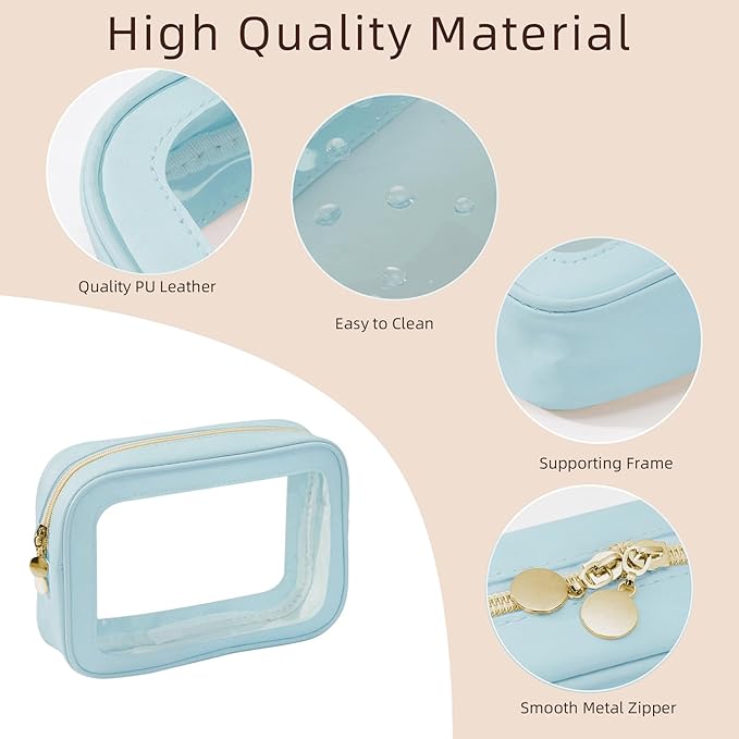 5PCS Diaper Bag Organizer Pouch Set, Clear Organizer Bags, TSA Approved Toiletry Bag, Clear Waterproof Cosmetic Bags with Zip