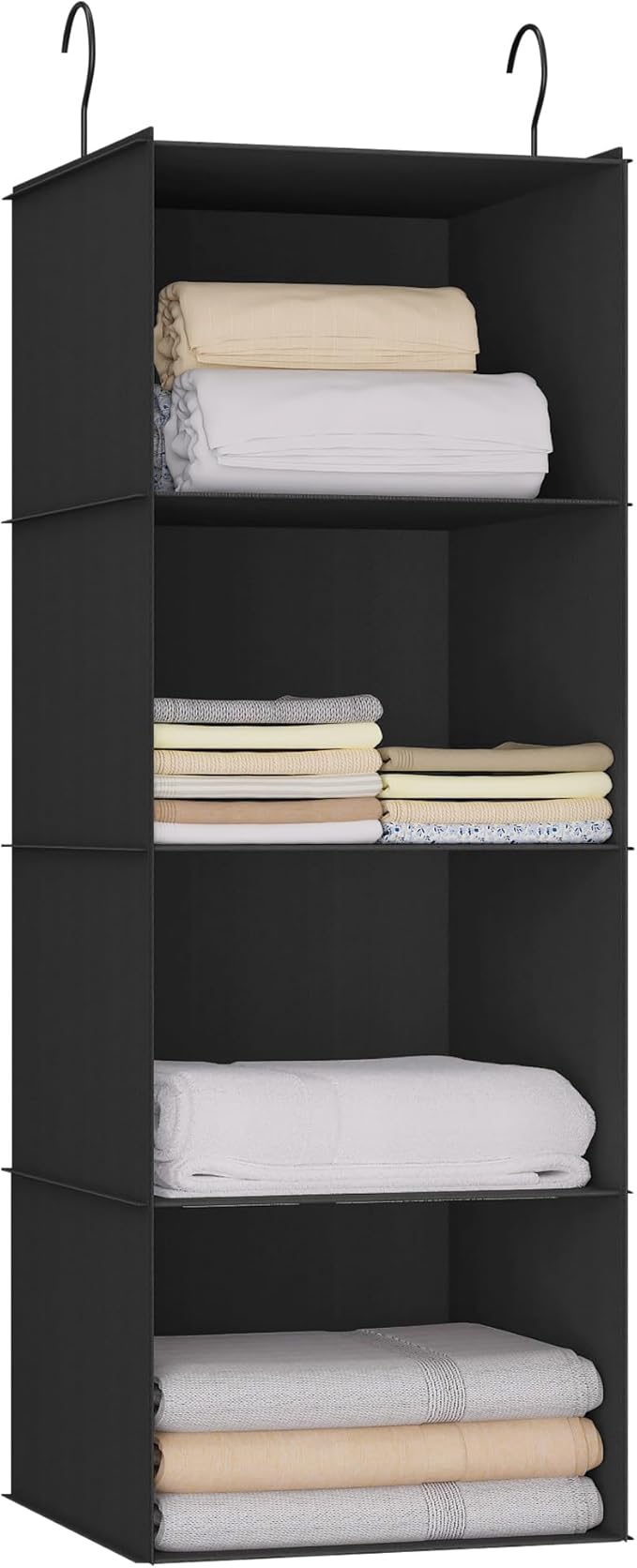 Hanging Closet Organizer, Easy Mount Foldable 4-Shelf Hanging Closet Wardrobe Storage Shelves, Clothes Handbag Shoes Accessor
